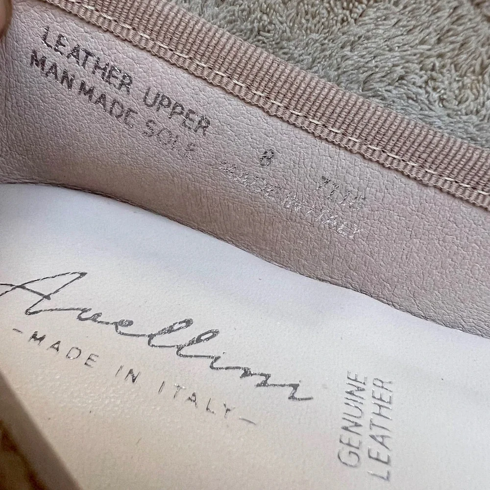 Avellini Women 8 EU‎ 39 Tan Suede Pointed Toe Buckle Ballet Flats Italy Classic